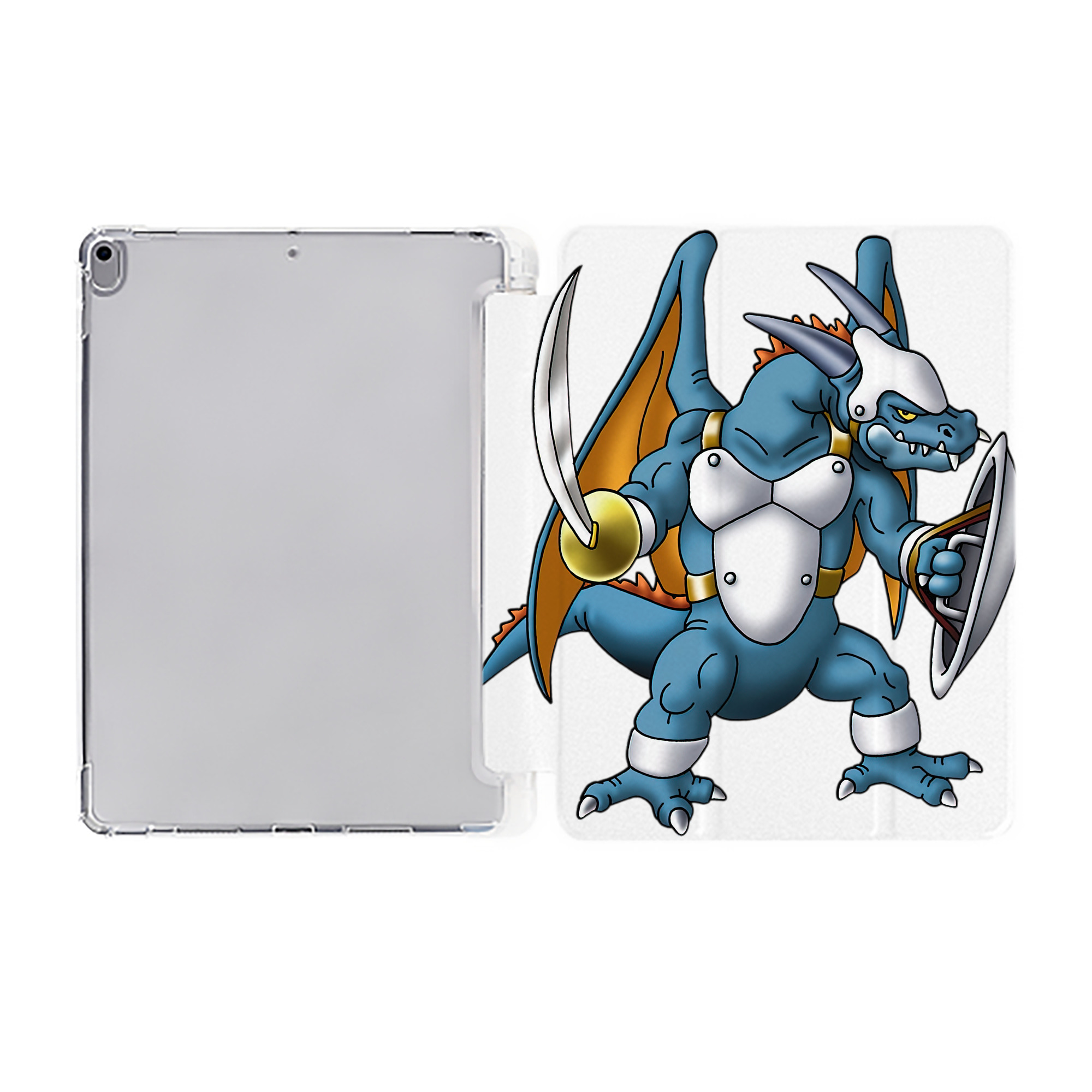 （画像用） ドラゴンクエスト Doragon Kuesuto Dragon Quest IPad ケース ペン収納付き 三つ折りスタンド PUレザー×シリコン 対応機種9.5/10.5/10.9インチ